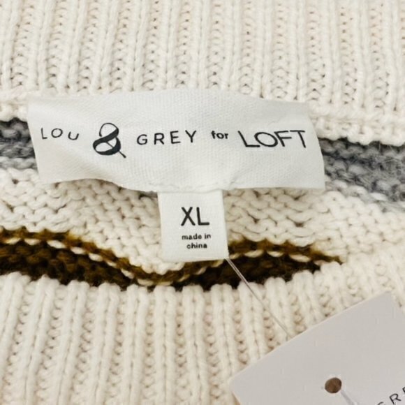 Lou & Grey LOFT Zig Zag Striped Textured Sweater NWT XL MSRP $90 Preppy SOFT - Picture 4 of 14